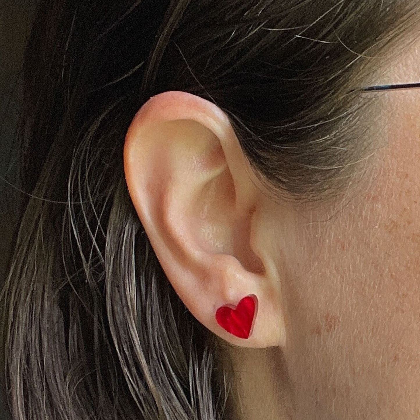 British Turnback Heart Stud Earrings