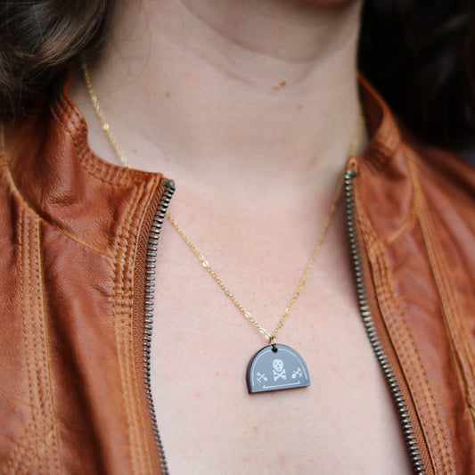 Skull & Crossbones Black Necklace
