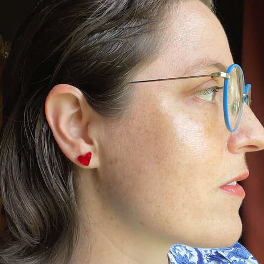 British Turnback Heart Stud Earrings