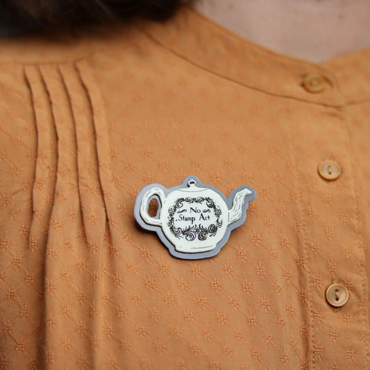 No Stamp Act Teapot Brooch