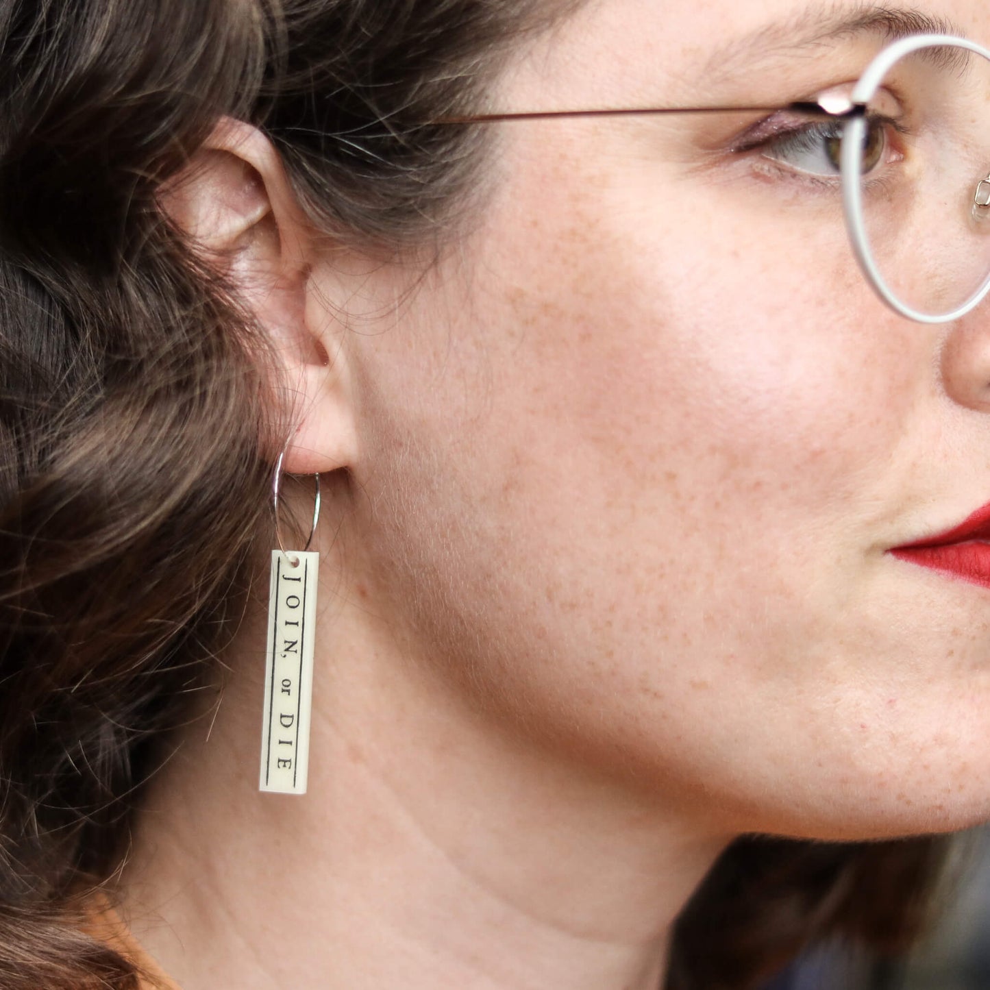 Join, or Die Text Earrings
